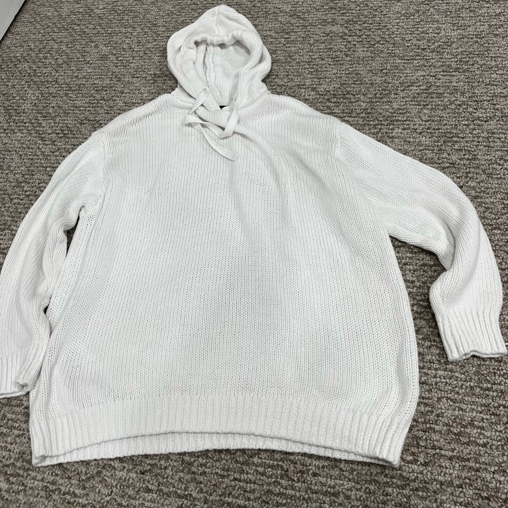 Aqua brand women’s Cozy White cotton Hooded Sweater